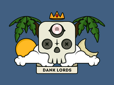 Dank Lords cloud crown dank eye illustration lords moon palmtree skull sun vector