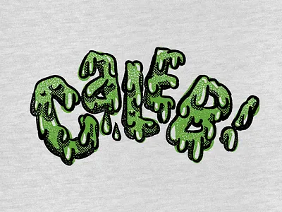 Caleb! 80s barf boogers gross horror film ratfink slime slime type typography
