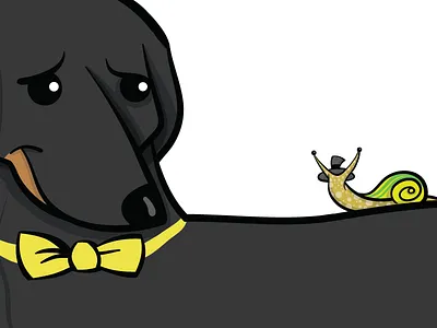 Dachshund & Snail bowtie dachshund dog illustration snail wine