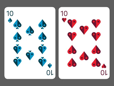 10 of Spades and Hearts 2 color cards flat geometric icons minimal modern numbers simple suits vector wip