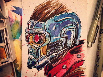 Starlord Watercolor comics galaxy guardians illustration marvel painting starlord watercolor