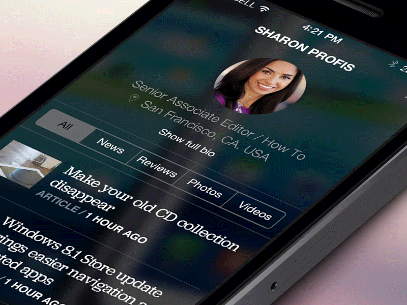 Editor Profile animated app cnet design editor gif ios iphone list profile ui user