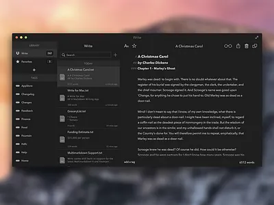 Write for Mac - Dark Theme app mac markdown notes os x osx text editor ui writing yosemite
