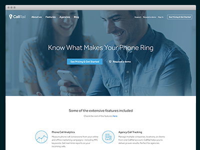 Homepage call tracking callrail homepage landing ui ux web