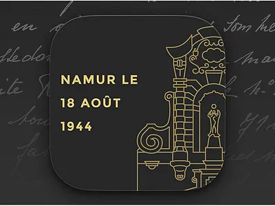 Namur, le 18 août 1944 — Shortcut Icon app architecture belgium gold icon ios namur outline safari script shortcut typography