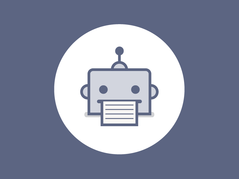 RésuméBot flat gif illustration purple robot