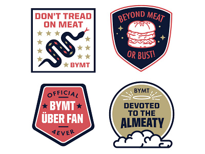 Beyond Meat Fan Badges badge burger clouds emblem flat patch seal snake stars vector