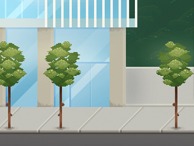 8-Bit Building 8 bit building pixel art trees