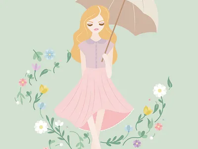 Lilac Blossoms... character design fashion floral flowers girl graphic design illustration illustrator print vector