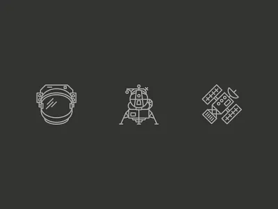 Space Icons astronaut cosmic helmet icons illustration lunar monoline satellite space