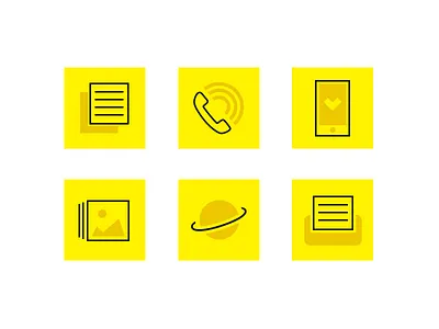 Icons for QR code reader icons phone photo print yellow