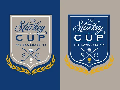 Starkey Cup badge badge buffet cup elegant golf golf ball golftournament gotham script tournament trophy wreath