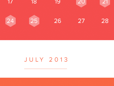 Calendar view calendar coral date hexagon orange rorange