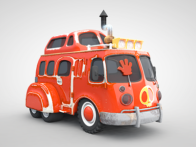 Bus bus cinema4d fun red skull