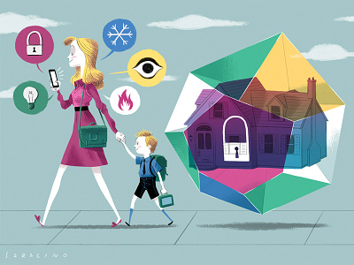 Home Secure Home color digital editorial illustration magazine