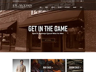 Players Clothing Co Website mens clothing players website design