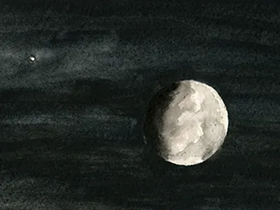 Moon1 dark illustration light moon night shadow sky space star watercolor