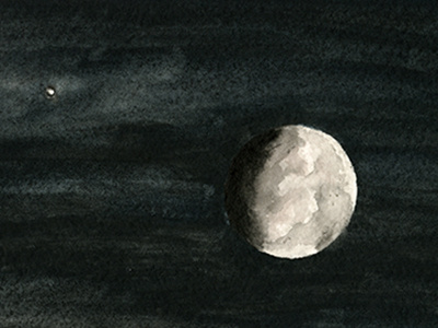 Moon1 dark illustration light moon night shadow sky space star watercolor