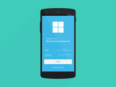 Microsoft Partner Network android app design login mobile splash ui ux