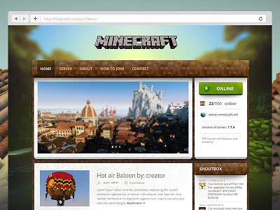 Magicraft - new wordpress theme for minecraft magicraft minecraft minecraft theme online status template theme wordpress