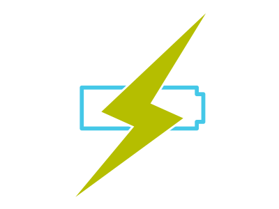 Charge! battery bolt branding charge icon vector