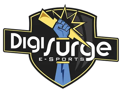 Digisurge e-Sports Logo II black blue computers games lightning logo myths shield smite sports video yellow