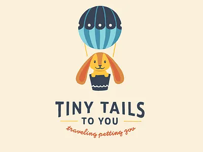 Tiny Tails To You Logo balloon bunny cute hot air balloon illustration logo rabbit