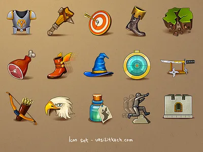 Icons for fantasy mobile RPG game android game gui icon ios medieval mobile rpg ui