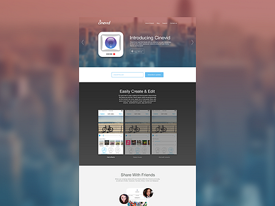 Cinevid Landing Page app cinematic cinevid interface landing page sharing video