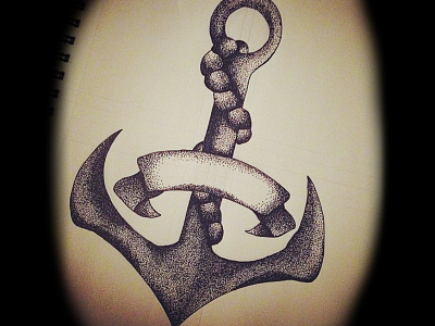 Anchor anchor black and white illustration ink pen stippling