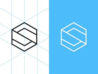 S Logo blue design grid logo s