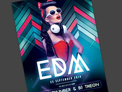 EDM Party Flyer club edm electro electronic geometric graphic design modern party flyer poster psd techno template