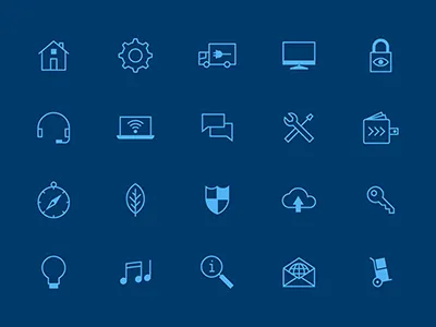 Tech icons cloud help home icons install lock muti navigation security settings tools vector