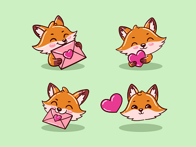 Cute Fox Valentine Illustration cartoon character cute fox illustration love lovely mascot valentine