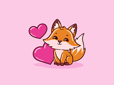 Lovely Cute Fox Illustration animal cartoon character colorful cute fox love lovely mascot valentine