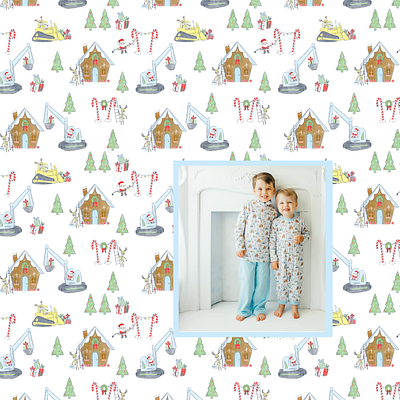 Construction Christmas childrens design design hand drawn illustration seamless surface design textile design