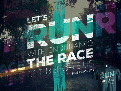 Hebrew 12:1 bible verse hebrew jesus race run typography