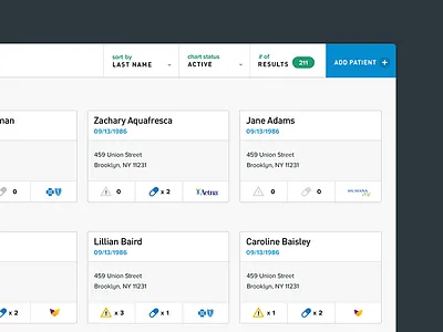 Patient Cards analytics card dashboard health insurance medical ui ux