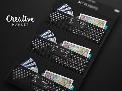 Idea For Flights App app date flight icon interface ios map photo tickets ui vector