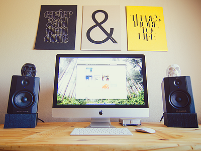 My workspace apple desk home office imac office skulls speakers ugmonk workspace