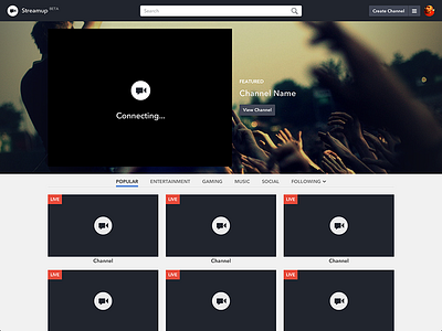 Streamup - Featured Channels banner feature live streamup video
