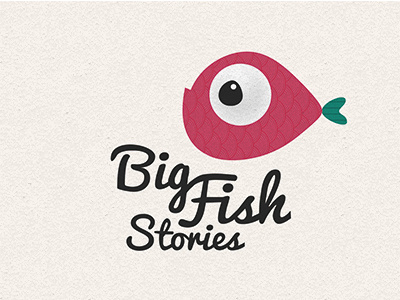 Big Fish Stories branding cartoon fish illustration logo retro