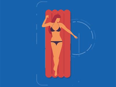 Summer lady animation gif pool relax summer