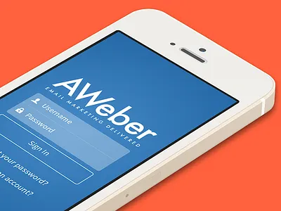 AWeber App - Login app aweber email login mobile password stats ui username
