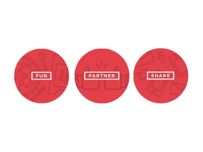 Other elements used with the referral program. design facebook font food icon logo movies twitter type