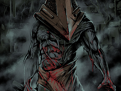 PyramidHead Detail art design head illustration pyramid screenprint t shirt