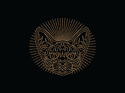 Cat black cat dirty gold illustration line linework nickvlow stroke texture