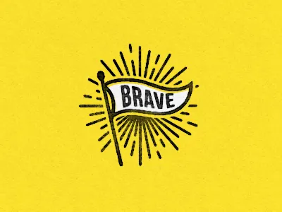Brave flag brave flag logo old rays retro rubber stamp vintage yellow
