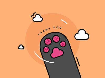 A cat named Dribbble cat cloud high five illustration paw thank you vector