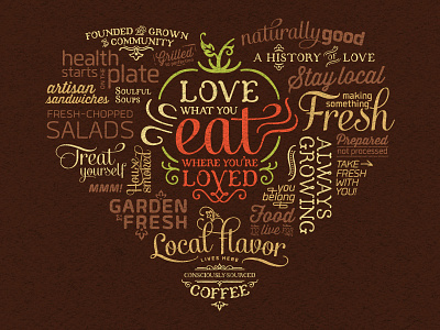 Word Cloud brand food heart restaurant tomato